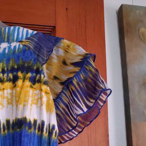 CARIBBEAN JOE TOP YELLOW BLUE AND SOME BLING SIZE L